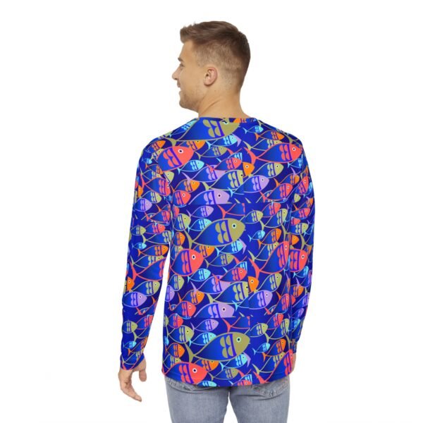 Blue Fish Print Long Sleeve Shirt - Image 4