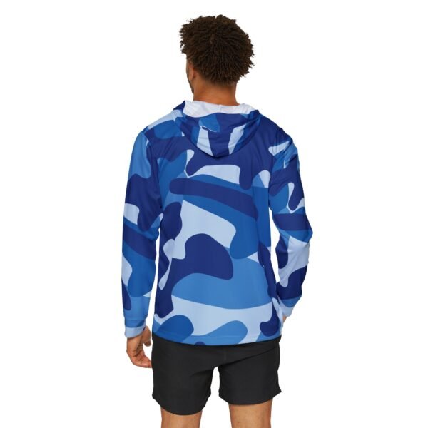 Blue Camo Print Sports Hoodie - UPF 50+ - Image 4