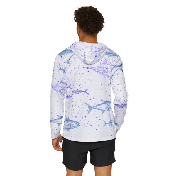 White, Fish Print Sports Hoodie - UPF 50+ - Image 3