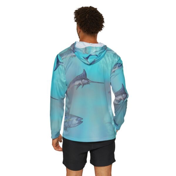 Blue Fish Print Sports Hoodie - UPF 50+ - Image 4