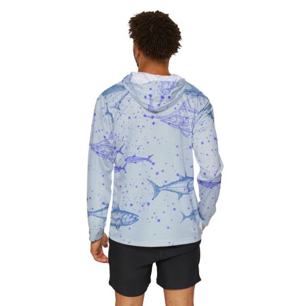 Blue Fish Print Sports Hoodie - UPF 50+ - Image 5