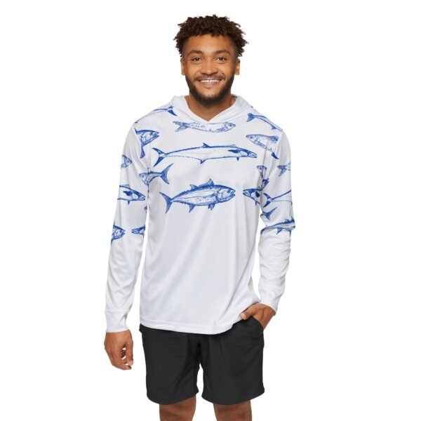 White, Fish  Sports Hoodie  UPF 50+ - Image 3