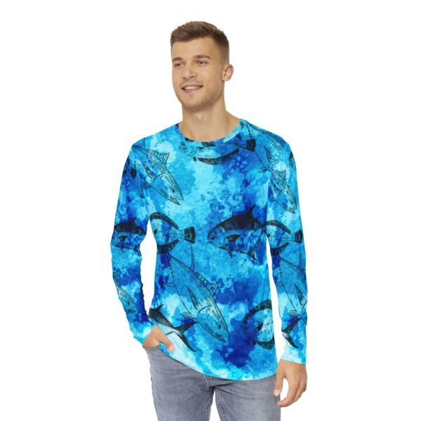 BlueS plash Fish Print Long Sleeve Shirt - Image 3