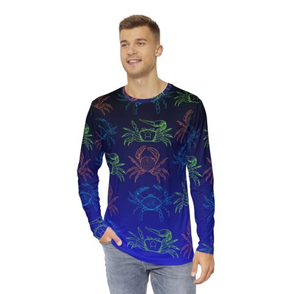 Black Blue Crab Print Long Sleeve Shirt - Image 3