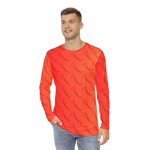 Red Fish Bones Print Long Sleeve Shirt - Image 3