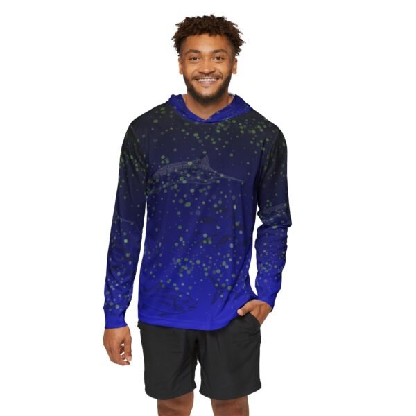 Black Blue Fish Print Sports Hoodie 50+ - Image 3