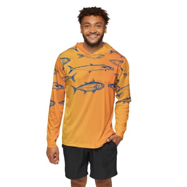 Orange Fish Print Sports Hoodie UPF 50+ - Image 3