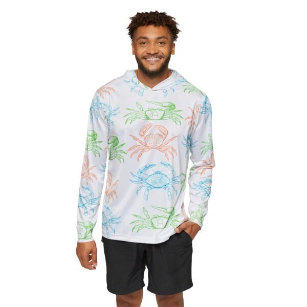 White Crab Print Sports Hoodie - UPF 50+ - Image 3