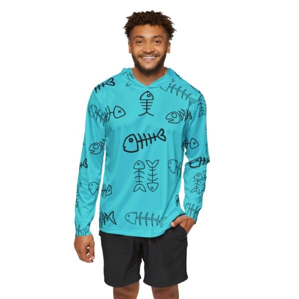 Blue Fish Bones Sports Hoodie UPF 50+ - Image 3