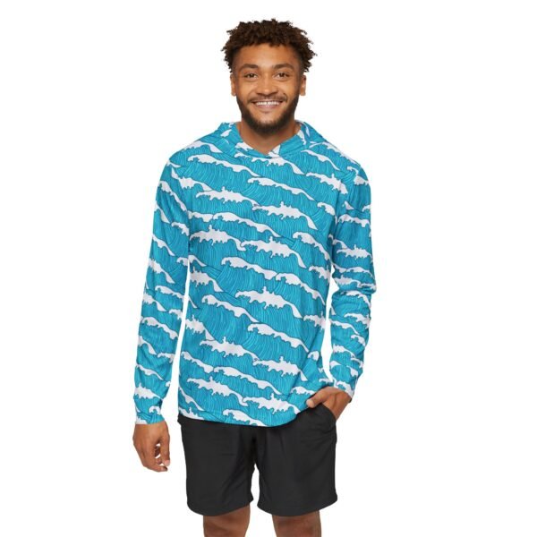 Blue Wave Print Unisex Sports Hoodie 50 - Image 4