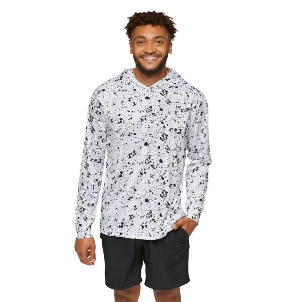 White Black Specks Sports Hoodie UPF 50+ - Image 3