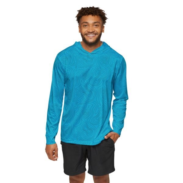 Blue Squiggle Print Sports Hoodie UPF 50+ - Image 3