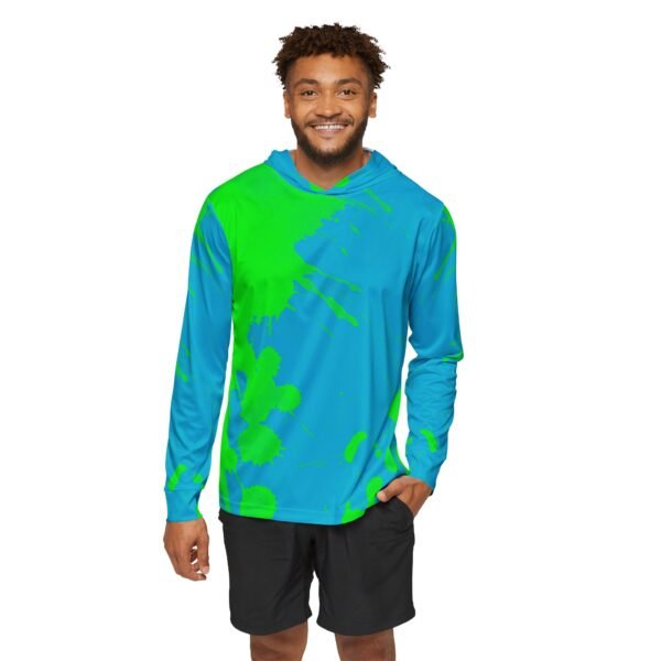 Blue-Green Splash Sports Hoodie UPF 50+ - Image 3