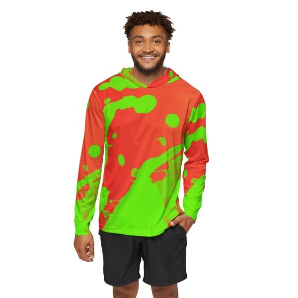 Red/Green Splash Sports Hoodie UPF 50 - Image 3
