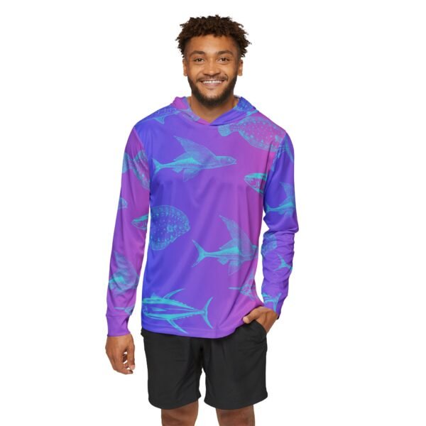 Purple Fish Unisex Sports Hoodie UPF 50 - Image 3