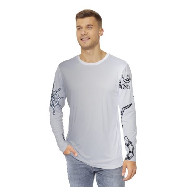 Grey Nautical Print Long Sleeve Shirt - Image 3