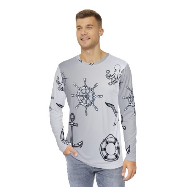 Grey Nautical  Unisex Long Sleeve Shirt - Image 3