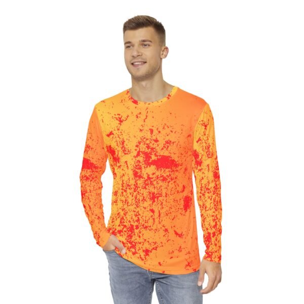Orange-Red Splash Unisex Long Sleeve Shirt - Image 3