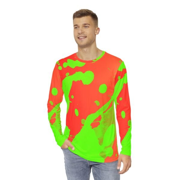 Red-Green Splash Print Long Sleeve Shirt - Image 3