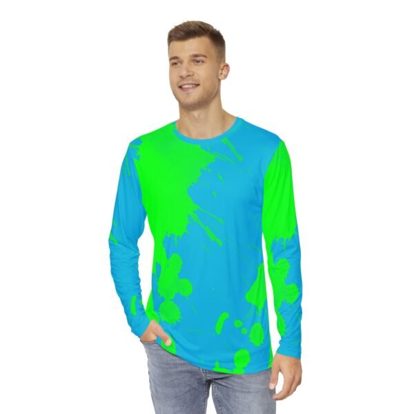 Lite Blue Green Splash Long Sleeve Shirt - Image 3