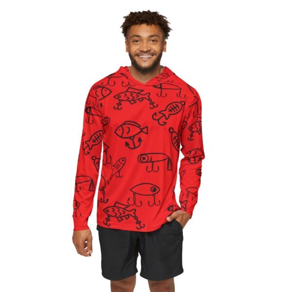 Red Cartoon Lure Sports Hoodie UPF 50+ - Image 3