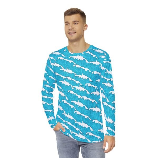 Blue Wave Print   Long Sleeve Shirt - Image 3