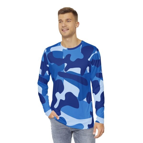 Blue Camo Print Long Sleeve Shirt - Image 3