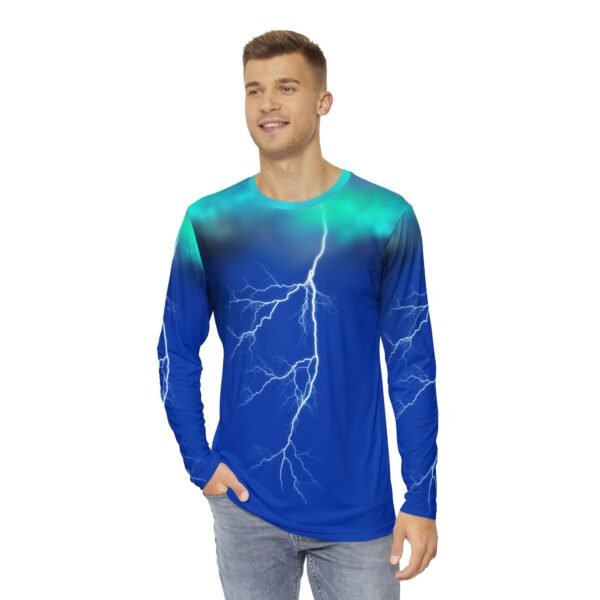 Blue Lightening Print Long Sleeve Shirt - Image 3