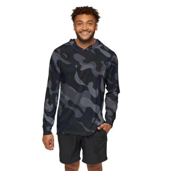 Black Camo Print Sports Hoodie - UPF 50+ - Image 3