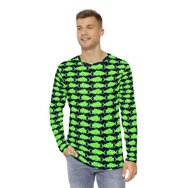 Black -Green Mahi Print Long Sleeve Shirt - Image 3