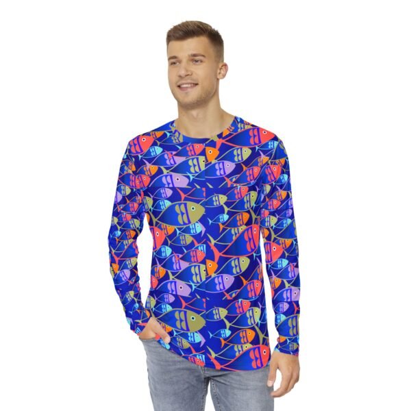 Blue Fish Print Long Sleeve Shirt - Image 3