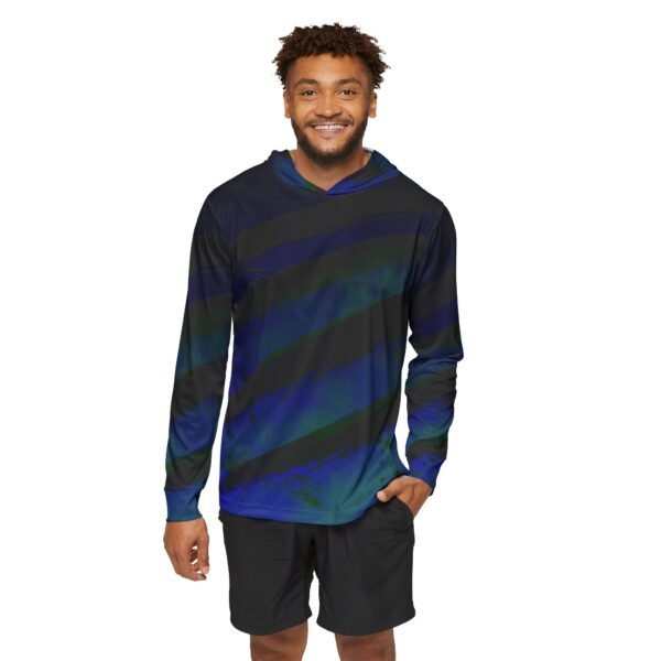 Blue Slash Print Sports Hoodie - UPF 50+ - Image 3