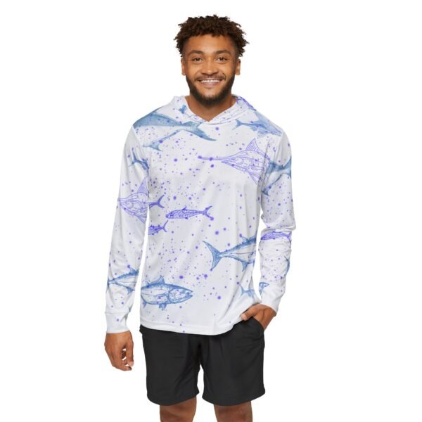 White, Fish Print Sports Hoodie - UPF 50+ - Image 2