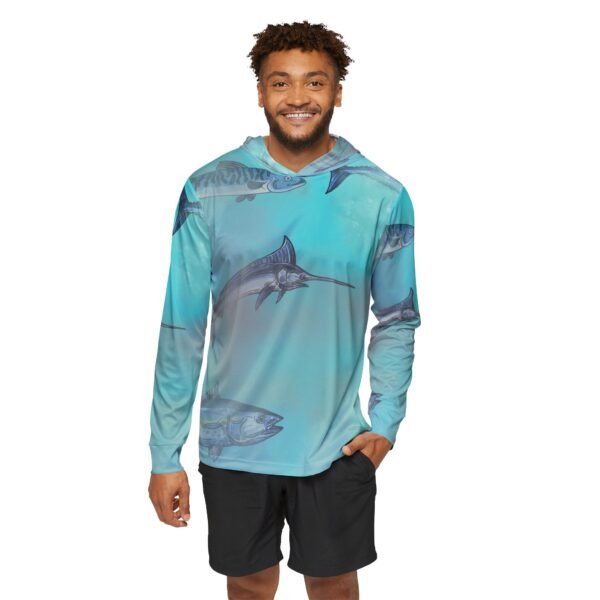 Blue Fish Print Sports Hoodie - UPF 50+ - Image 3