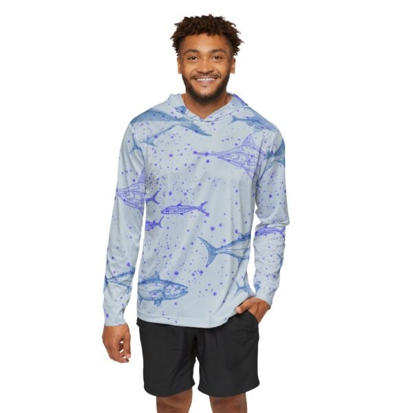 Blue Fish Print Sports Hoodie - UPF 50+ - Image 3
